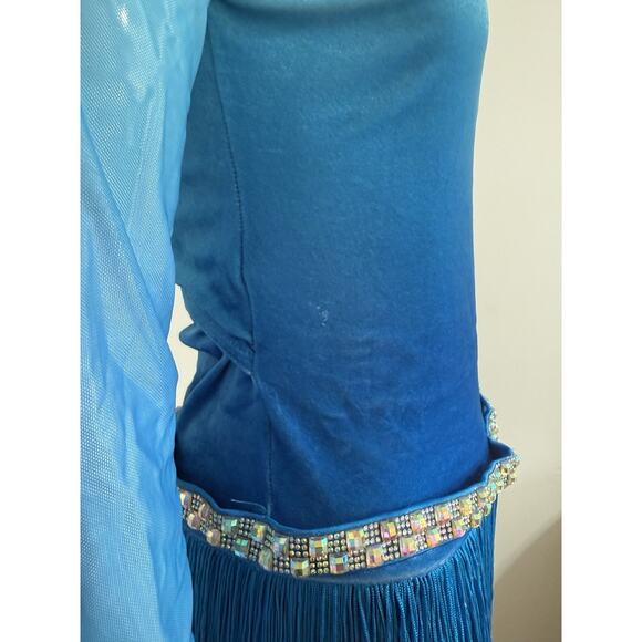 Weissman Blue Ombre Jazz Latin Dance Costume Fringe Sequin Belt Size MA - Picture 8 of 15